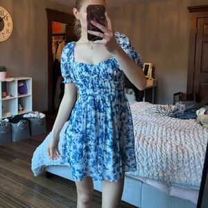 Abercrombie & Fitch Blue Babydoll Floral Mini Dress